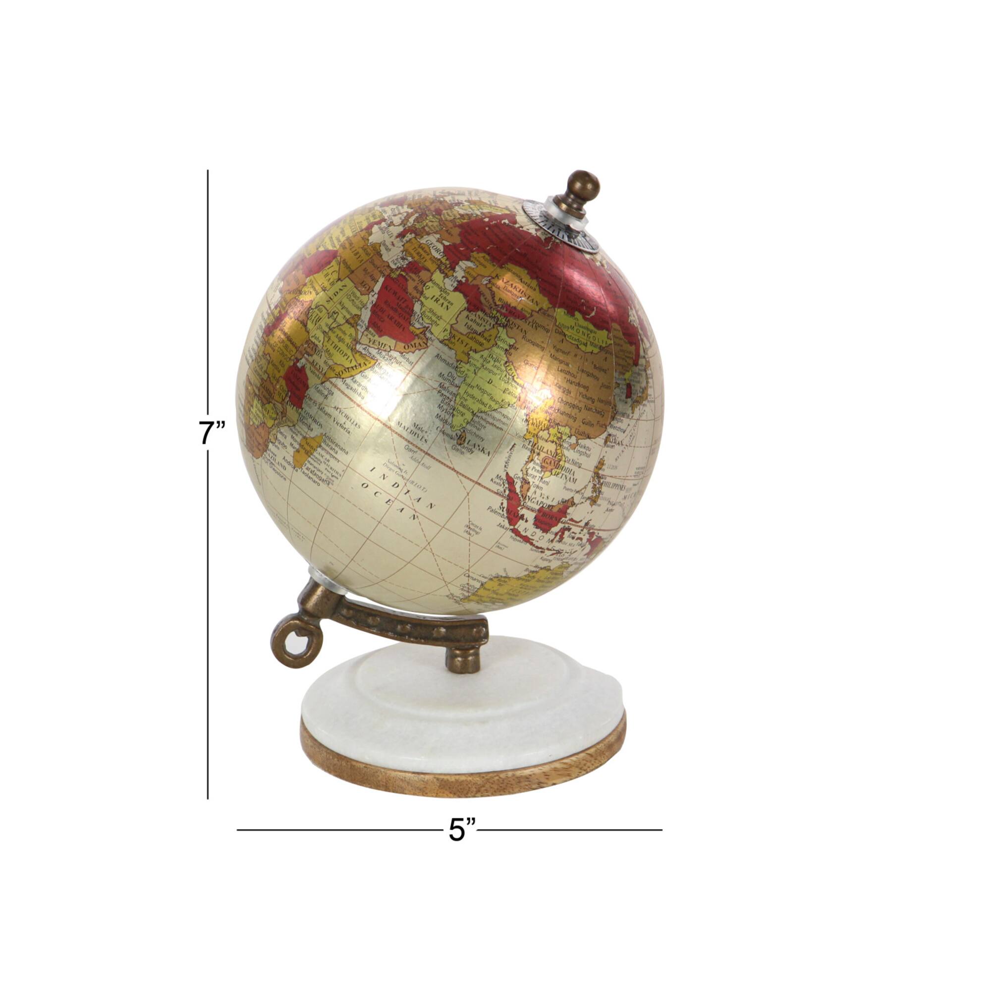 7" White Metal Modern Globe